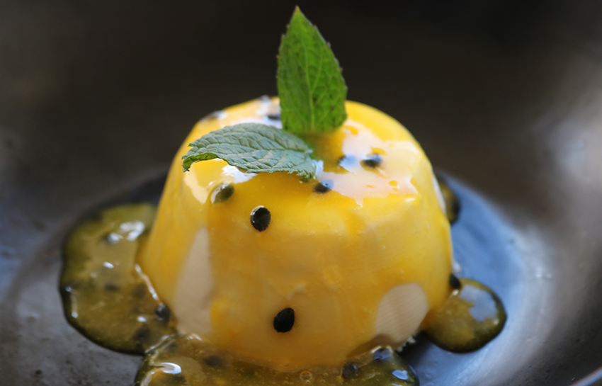 Vanilla Panna Cotta with Passion Fruit Coulis