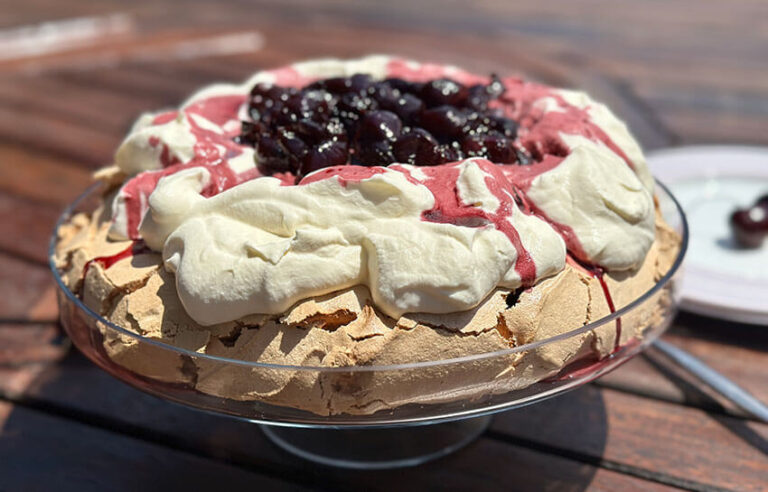 Pavlova With Vino Cotto Cherries – Top Shelf Fruits