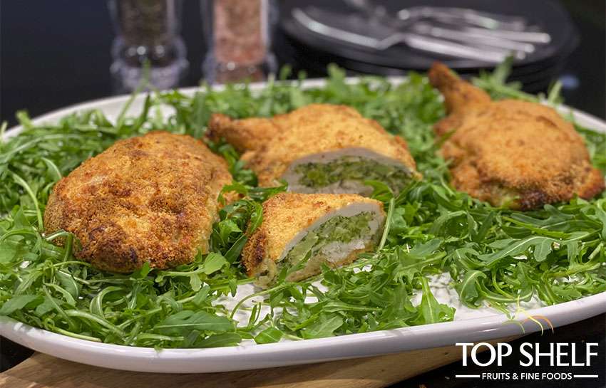 Crispy Baked Chicken Kiev with Broccoli and Camembert